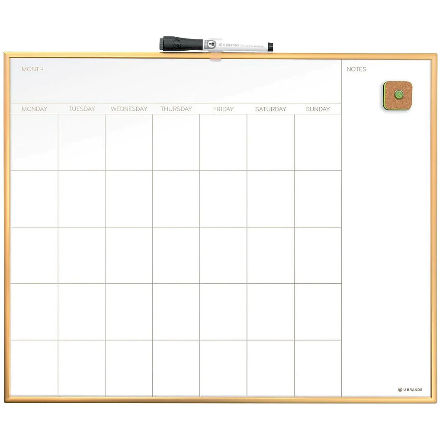 U Brands Magnetic Dry Erase Calendar Whiteboard Gold Aluminum Frame — view 1